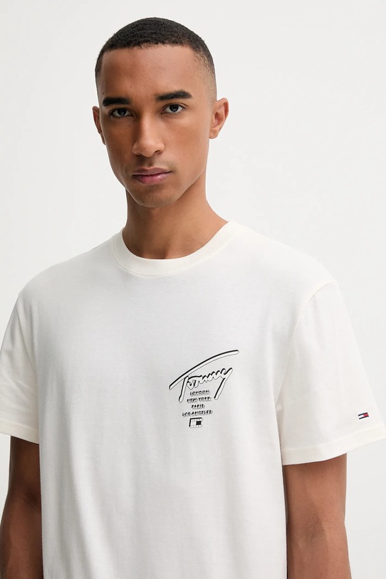 Хлопковая футболка Tommy Jeans бежевый DM0DM22120