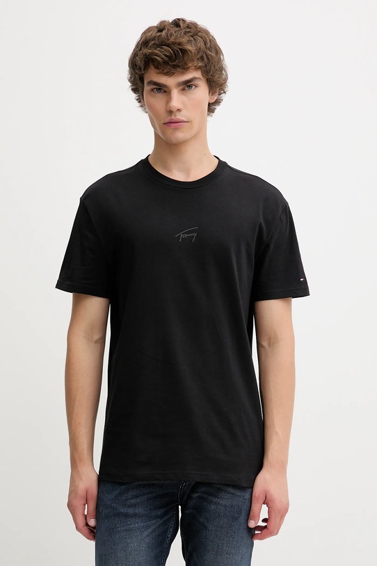 Βαμβακερό μπλουζάκι Tommy Jeans κανονικό μαύρο DM0DM22138
