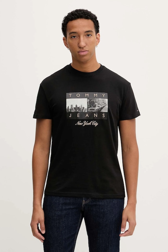 Tommy Jeans t-shirt bawełniany nadruk czarny DM0DM22464