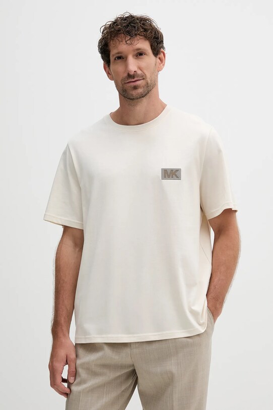 Michael Kors t-shirt bawełniany nadruk beżowy CT552NHFV4