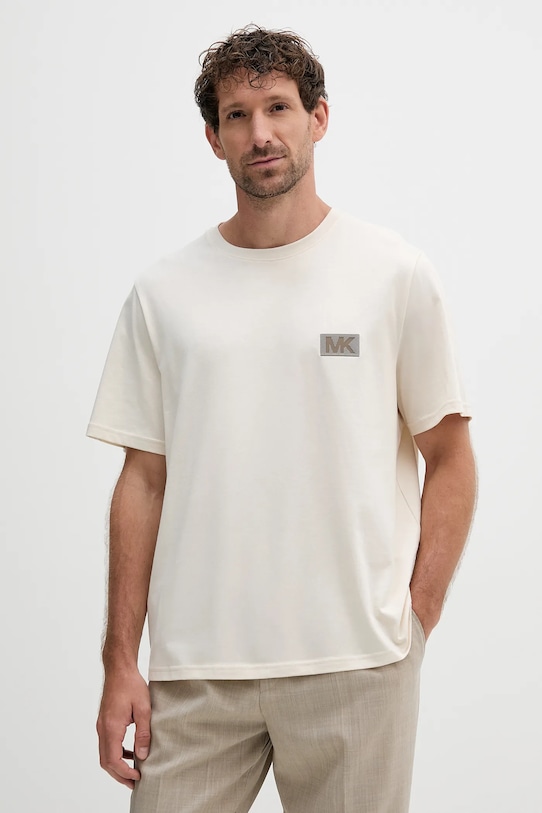 Βαμβακερό μπλουζάκι Michael Kors βαμβάκι μπεζ CT552NHFV4