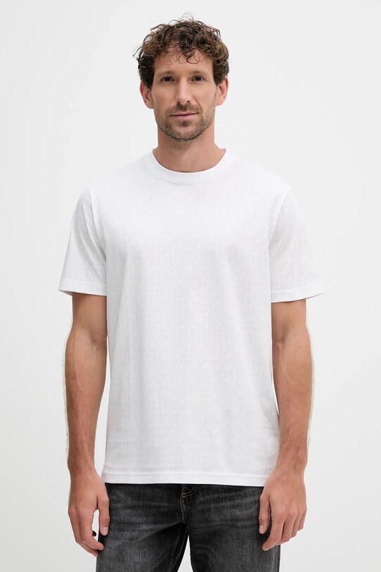 Michael Kors t-shirt bawełniany wzorzyste biały CS5529A5KS