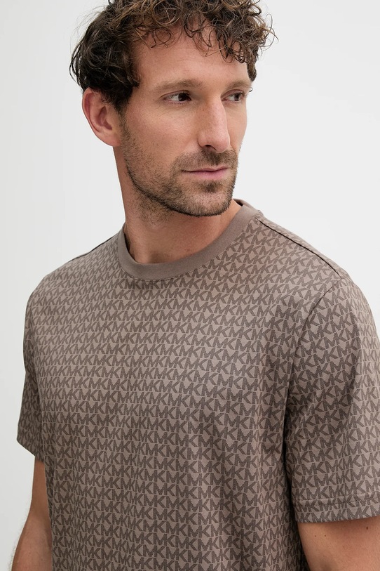 Βαμβακερό μπλουζάκι Michael Kors καφέ CS5529A5KS