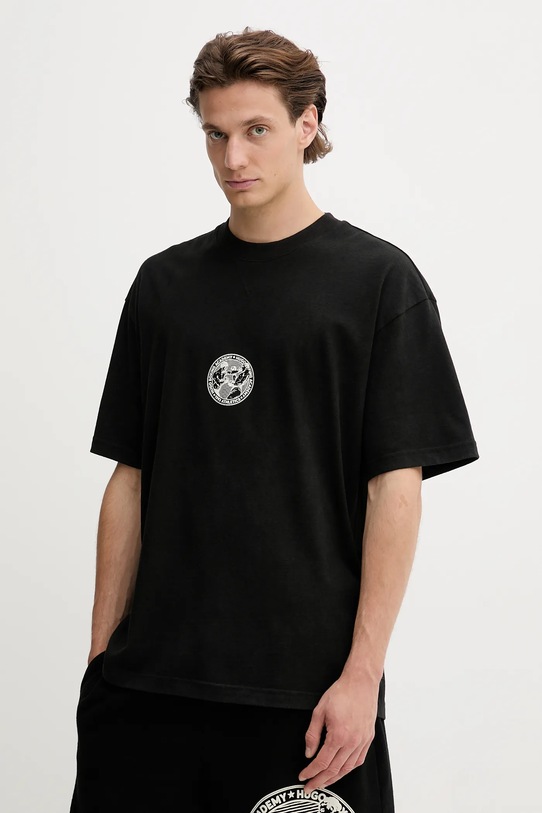 HUGO t-shirt bawełniany nadruk czarny 50542366