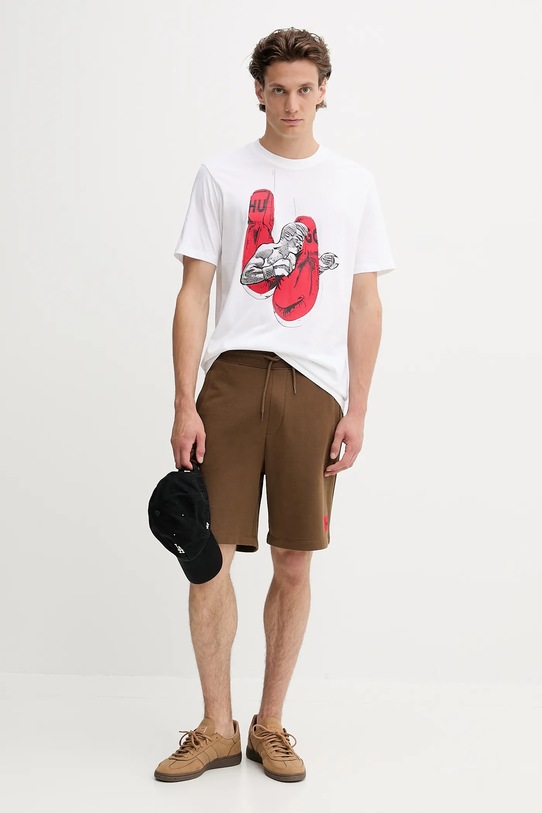 HUGO t-shirt bawełniany 50542560 beżowy AW25