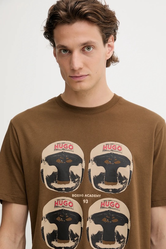 Odzież HUGO t-shirt bawełniany 50542560 brązowy