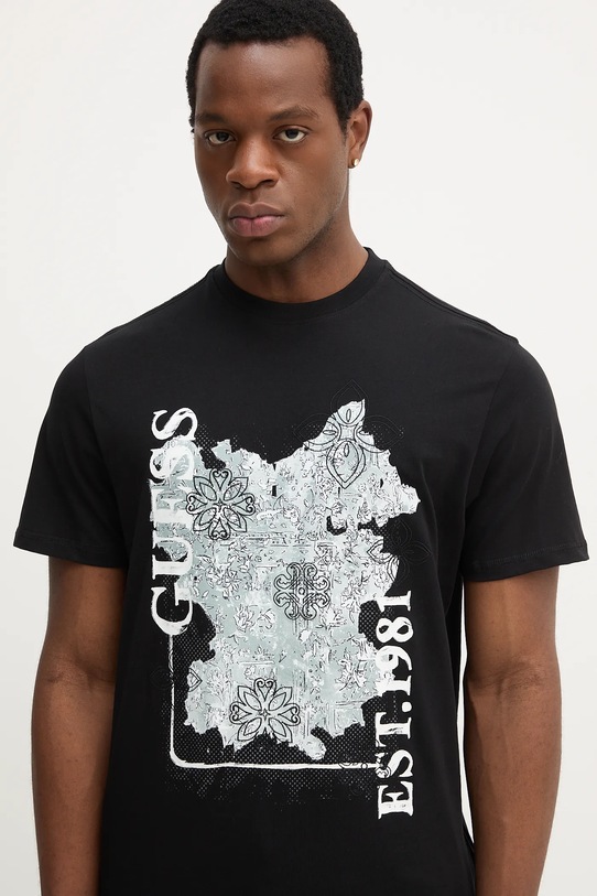 Guess tricou din bumbac negru M5YI12.I3Z14