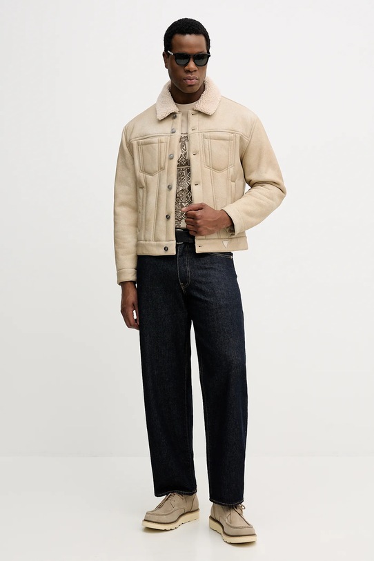 Guess t-shirt bawełniany M5YI13.I3Z14 beżowy AW25