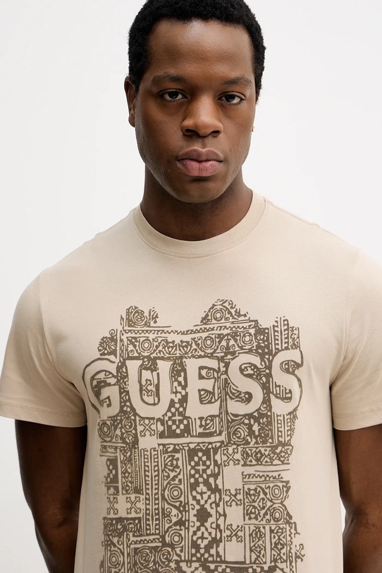 Guess t-shirt bawełniany beżowy M5YI13.I3Z14