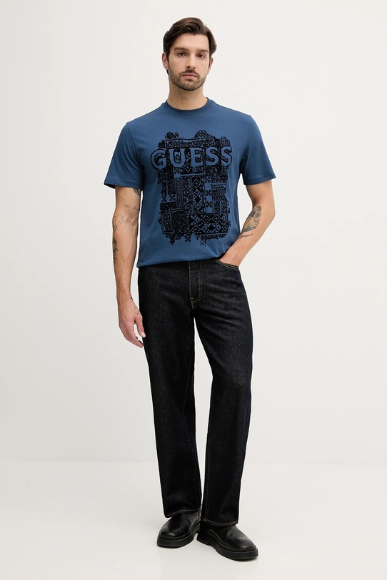 Guess t-shirt bawełniany M5YI13.I3Z14 niebieski AW25