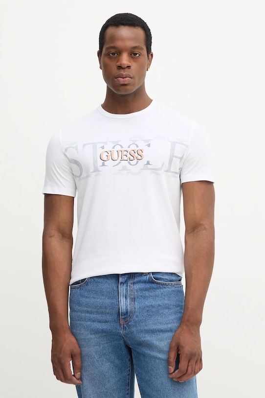 Guess tricou din bumbac print alb M5YI14.I3Z14