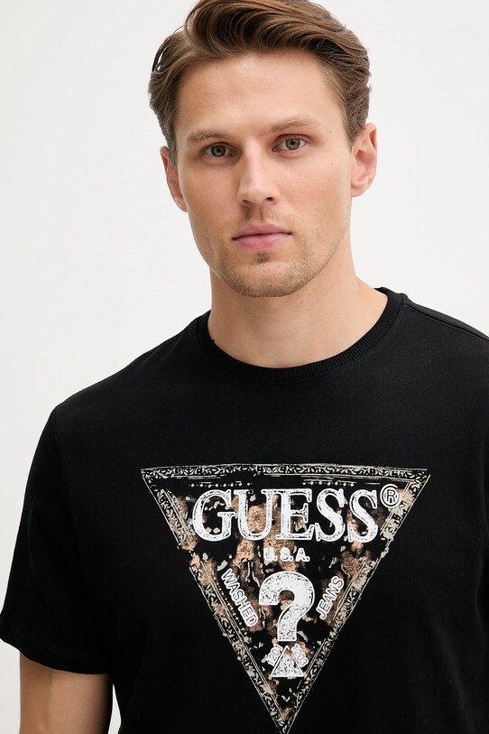 Guess tricou din bumbac negru M5YI15.I3Z14