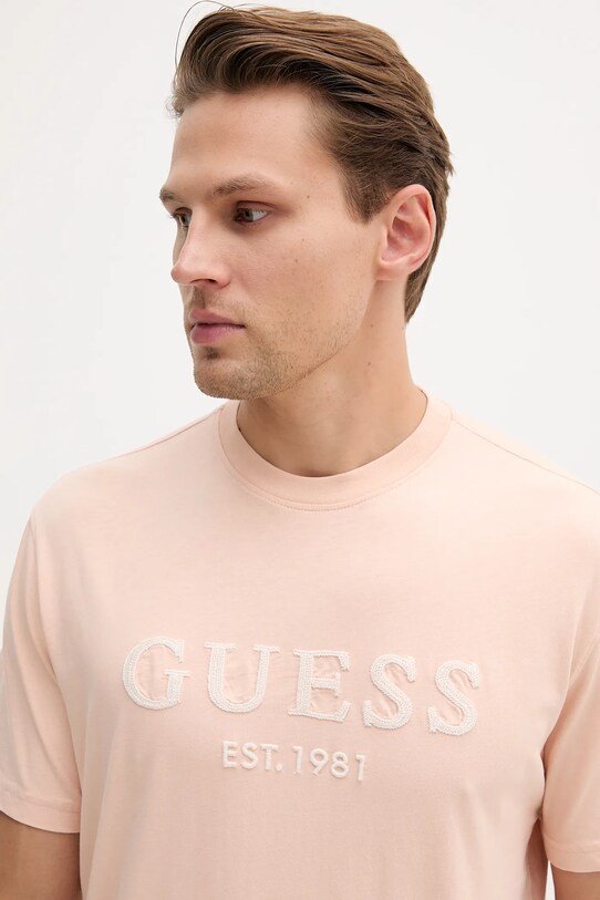 Ρούχα Βαμβακερό μπλουζάκι Guess M5YI17.I3Z14 πορτοκαλί