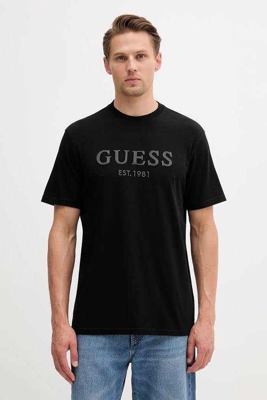Guess tricou din bumbac imprimeu negru M5YI17.I3Z14