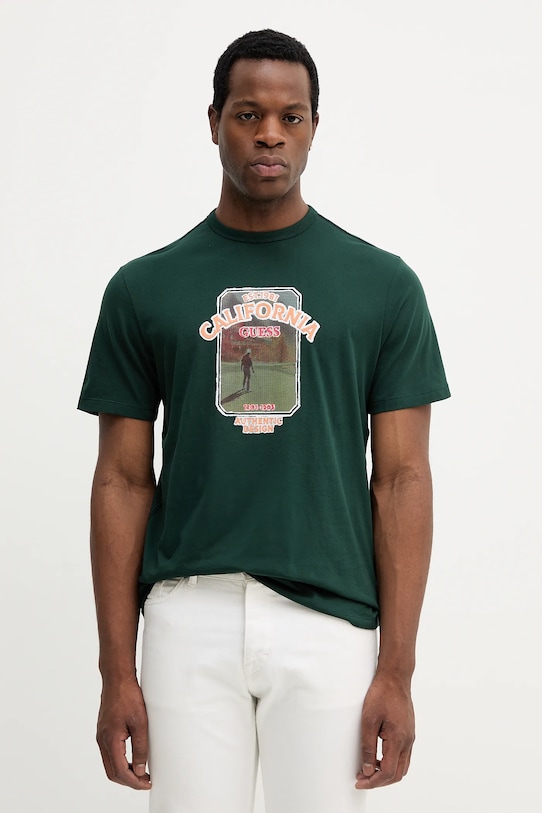 Guess t-shirt in cotone PANORAMA applique verde M5YI18.I3Z14