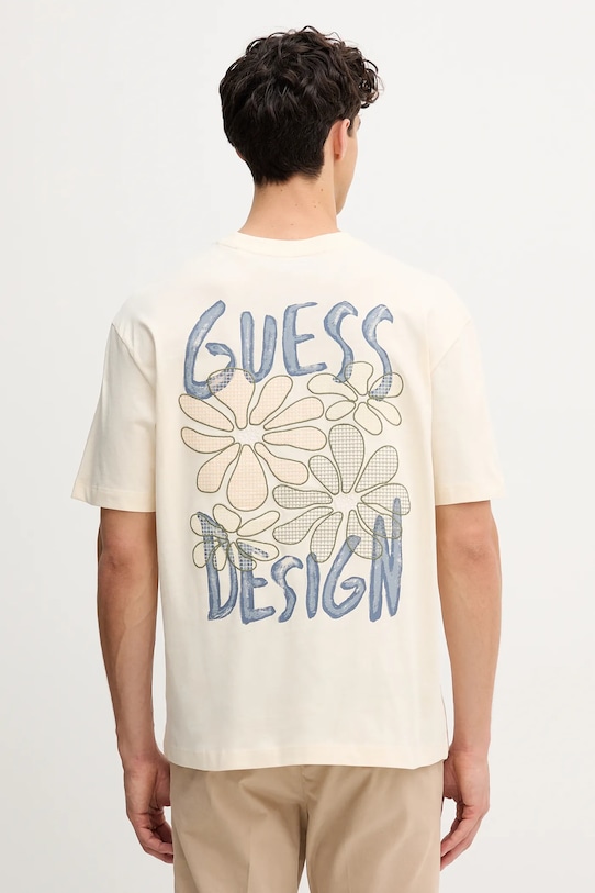 Guess tricou din bumbac imprimeu bej M5YI20.K8FQ4