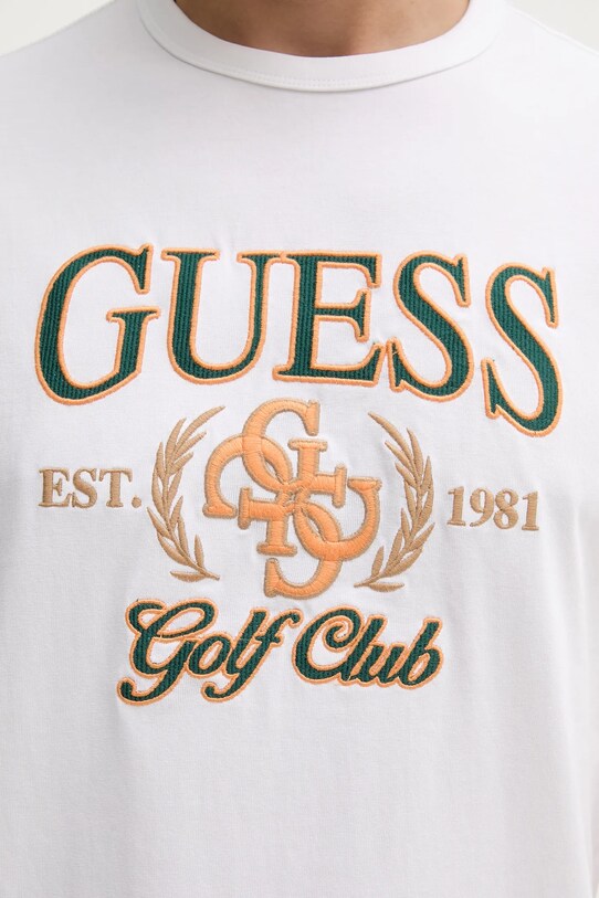 Guess tricou din bumbac 4G M5YI22.K8FQ4 alb