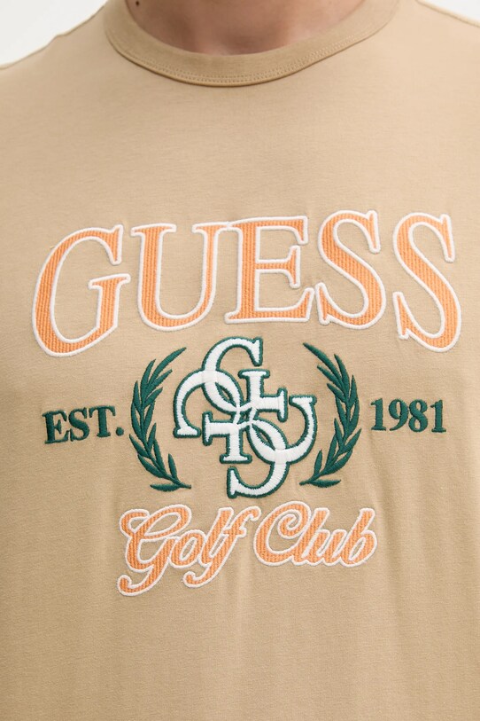 Guess t-shirt bawełniany 4G M5YI22.K8FQ4 beżowy