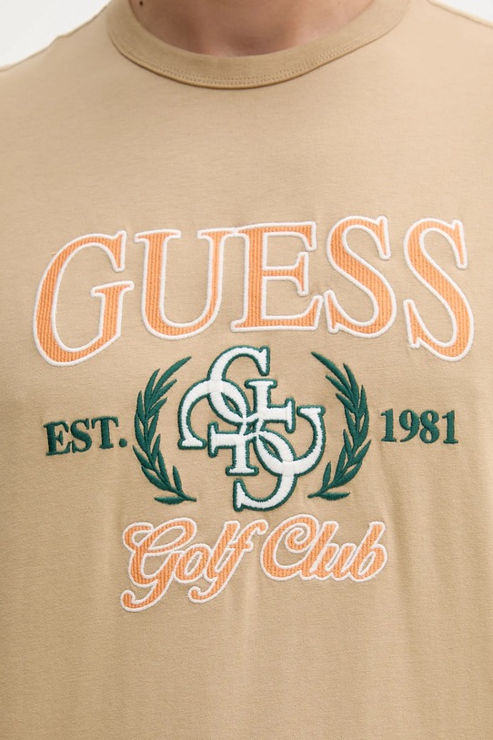Памучна тениска Guess 4G M5YI22.K8FQ4 бежов