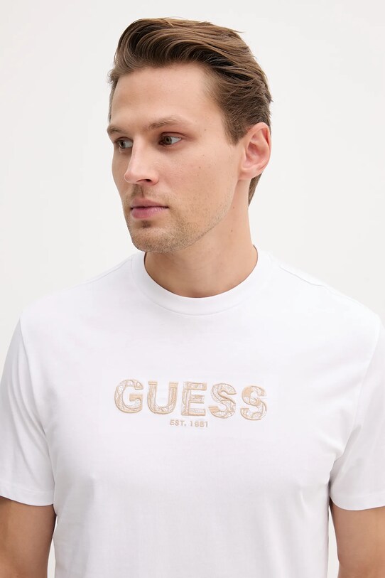 Дрехи Памучна тениска Guess M5YI41.KBW41 бял