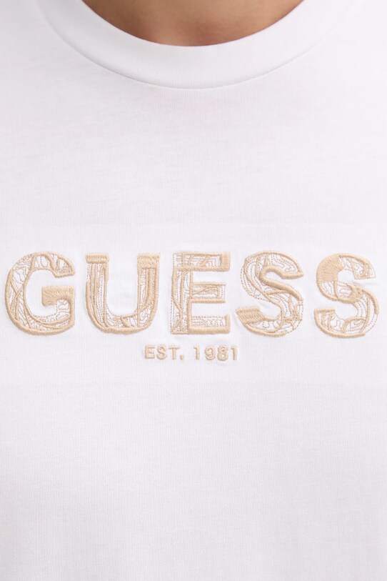 Памучна тениска Guess бял M5YI41.KBW41
