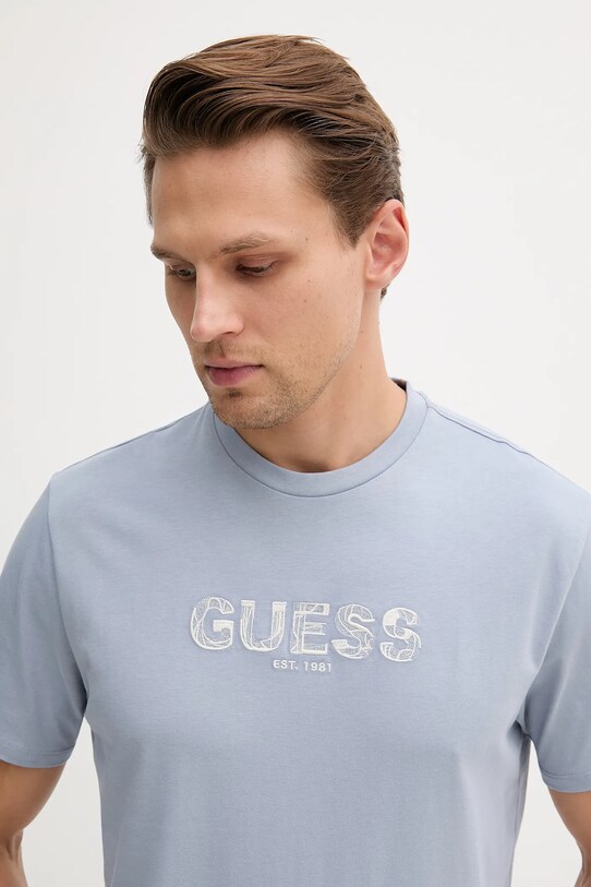 Odzież Guess t-shirt bawełniany M5YI41.KBW41 niebieski