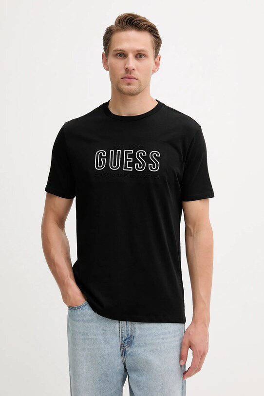 Guess tricou din bumbac print negru M5YI44.KBW41