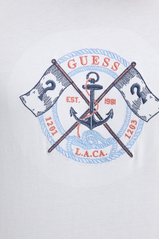 Βαμβακερό μπλουζάκι Guess MARINA M5YI62.K8FQ4 λευκό