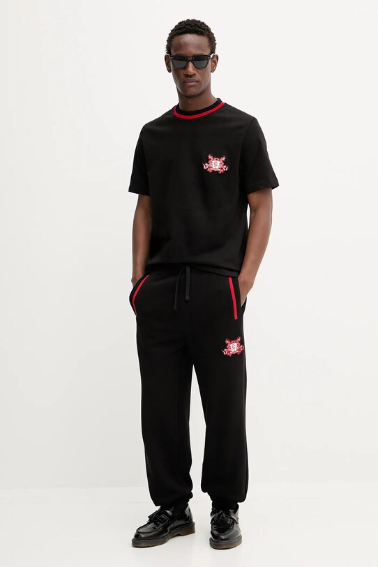 Βαμβακερό μπλουζάκι HUGO 50542957 μαύρο AW25