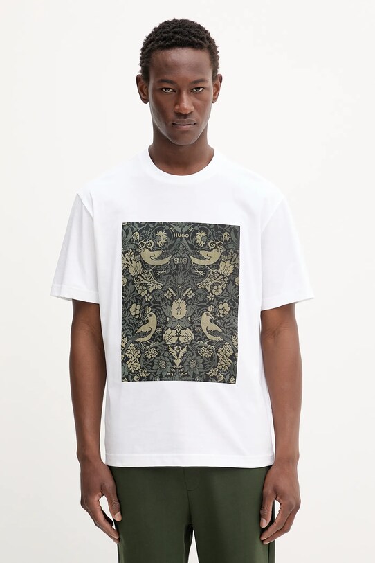 Βαμβακερό μπλουζάκι HUGO βαμβάκι λευκό 50545363