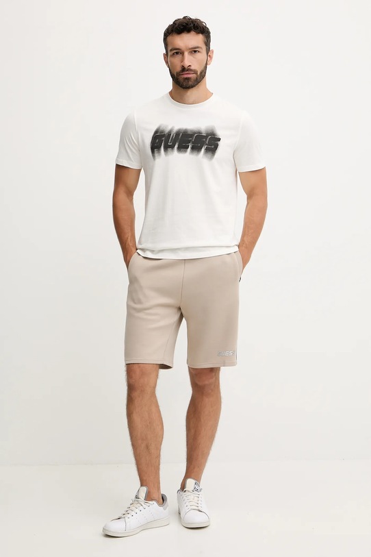 Βαμβακερό μπλουζάκι Guess ASCANIO Z5YI12.I3Z14 μπεζ AW25
