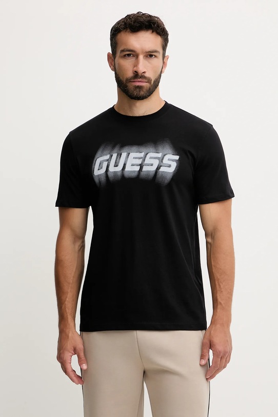 Guess t-shirt bawełniany ASCANIO nadruk czarny Z5YI12.I3Z14