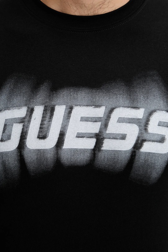 Βαμβακερό μπλουζάκι Guess ASCANIO Z5YI12.I3Z14 μαύρο