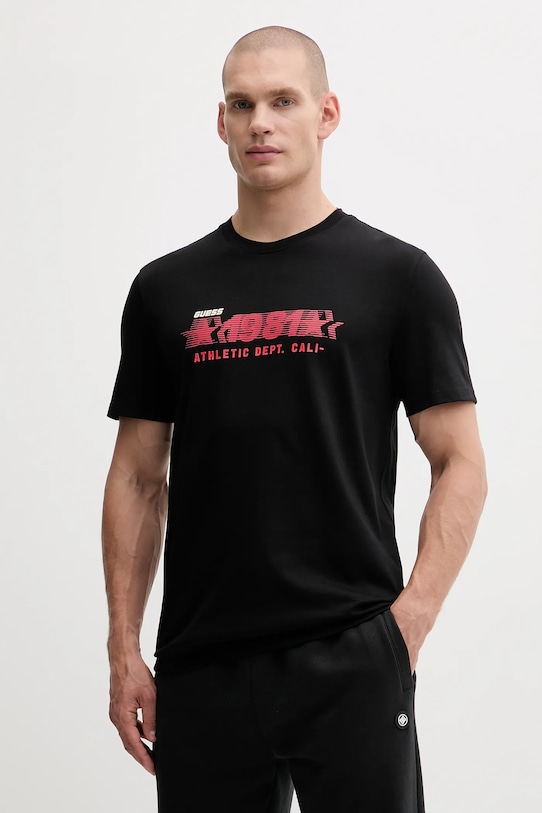 Pamučna majica Guess ADELMO print crna Z5YI19.I3Z14