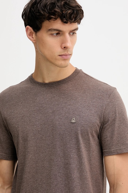 United Colors of Benetton t-shirt bawełniany brązowy 3UWFU10AU