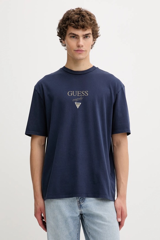 Guess Originals t-shirt bawełniany wzorzyste granatowy M5GI69.K8FQ4