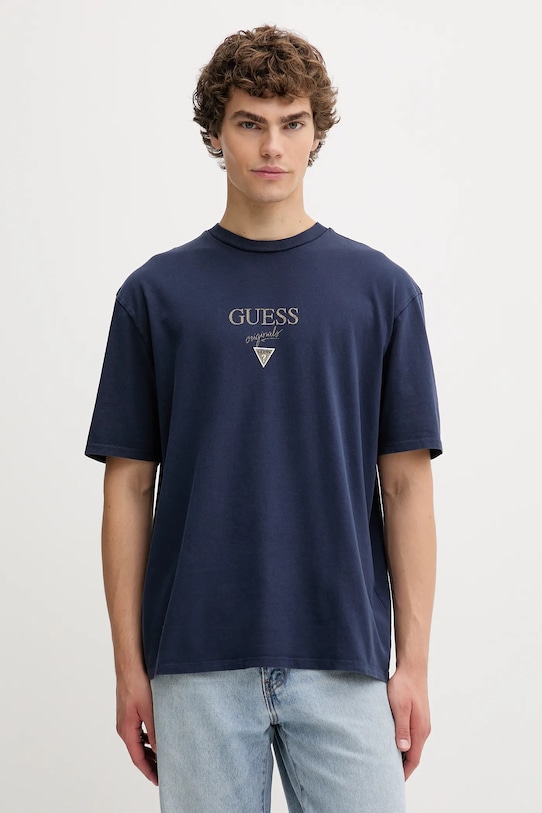 Guess Originals t-shirt bawełniany wzorzyste granatowy M5GI69.K8FQ4