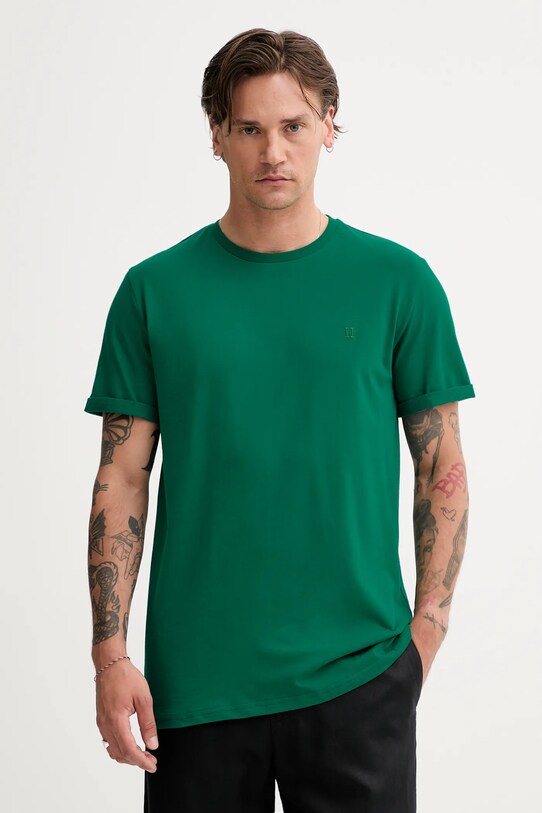 Les Deux tricou din bumbac Norregaard uni verde 1000201