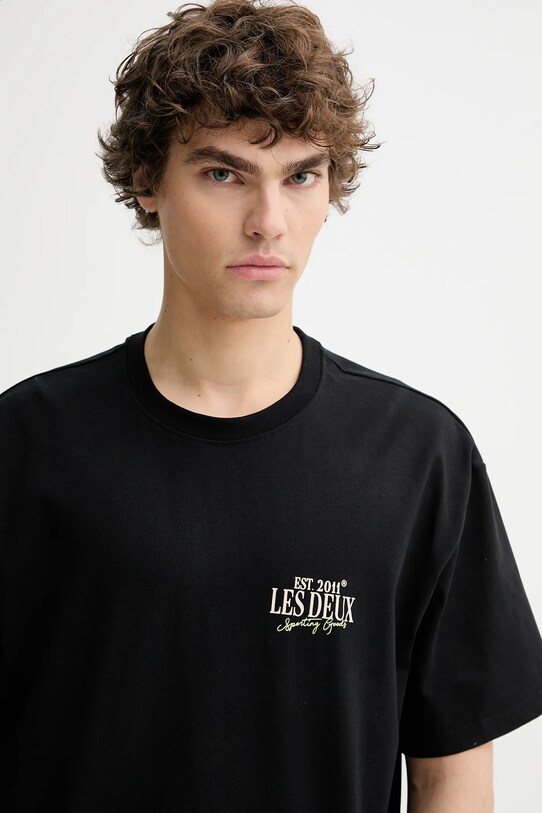 Les Deux t-shirt bawełniany czarny 1000207