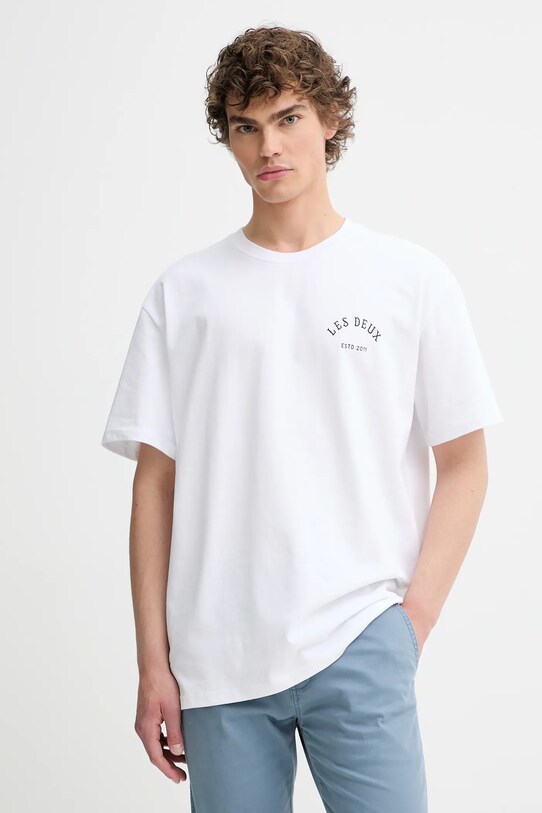 Odzież Les Deux t-shirt bawełniany 1000216 biały