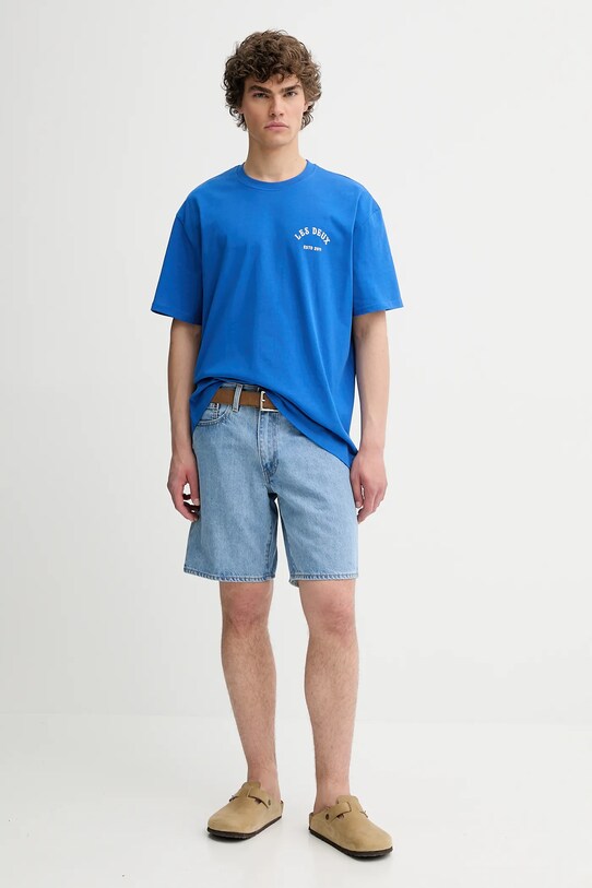 Les Deux t-shirt bawełniany 1000216 niebieski AW25