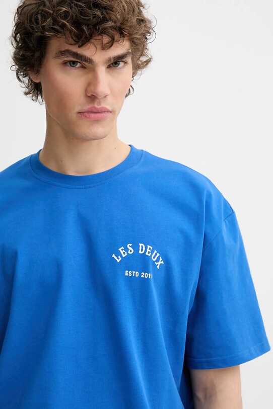 Les Deux t-shirt bawełniany niebieski 1000216
