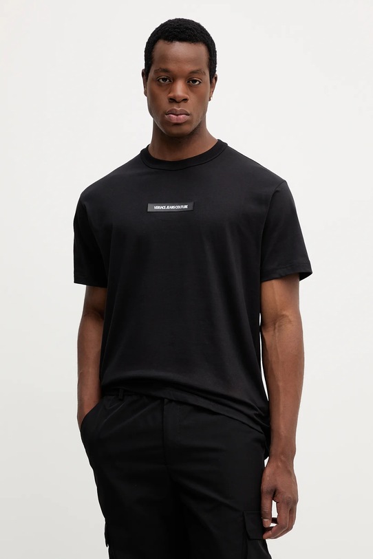 Versace Jeans Couture t-shirt bawełniany regular czarny 79GAHT02.CJ00T