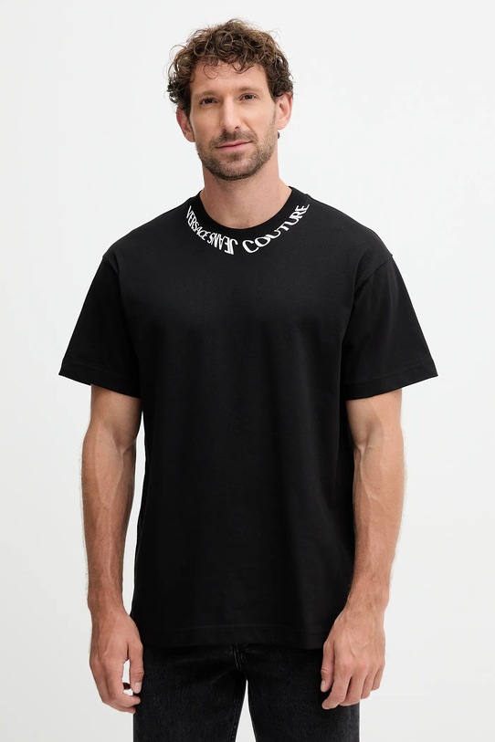 Versace Jeans Couture t-shirt bawełniany bawełna czarny 79GAHP03.CJ01P