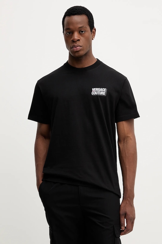 Versace Jeans Couture t-shirt bawełniany nadruk czarny 79GAHP10.CJ01P