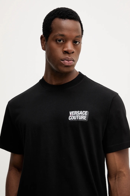 Versace Jeans Couture t-shirt bawełniany czarny 79GAHP10.CJ01P