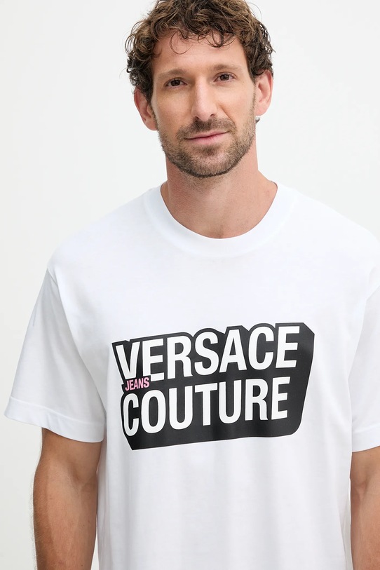 Bavlnené tričko Versace Jeans Couture biela 79GAHP02.CJ01P