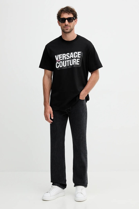Versace Jeans Couture t-shirt bawełniany 79GAHP02.CJ01P czarny AW25