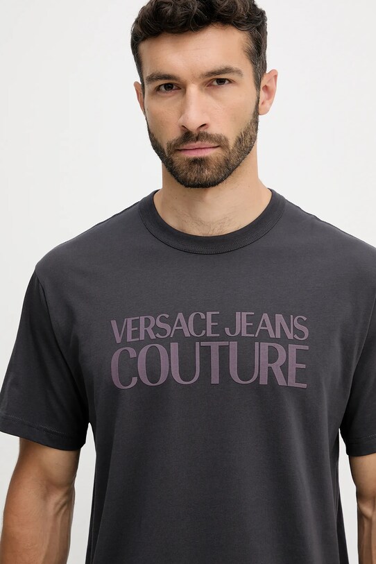 Versace Jeans Couture t-shirt bawełniany szary 79GAHE05.CJ00E