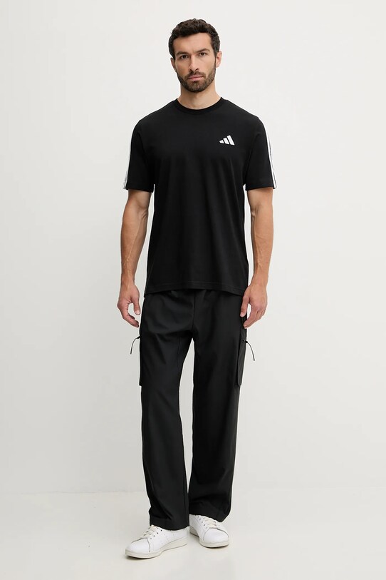 Βαμβακερό μπλουζάκι adidas 3-Stripes JV6783 μαύρο AW25